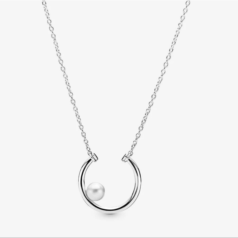Pandora Silver Necklace with White Pearl Pendant - Picture 6 of 6